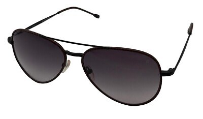 John Varvatos Mens Dark Black Metal Aviator Sunglass V512, Gradient Lens