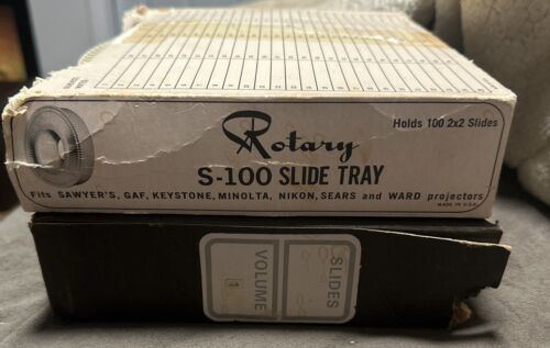Vintage Rotary S100 Slide Carousel Trays with Boxes for 35mm Lot of 2