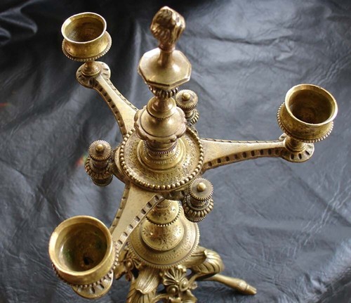 Extremely Rare antique pair of bronze candles holdler candle stick faun legs - Picture 4 of 7
