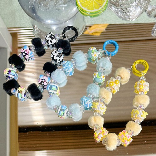 Anti Loss Phone Chain Hairball Hand Drawn Beaded Phone Chain Bag Hanging Decor - 第 1/20 張圖片