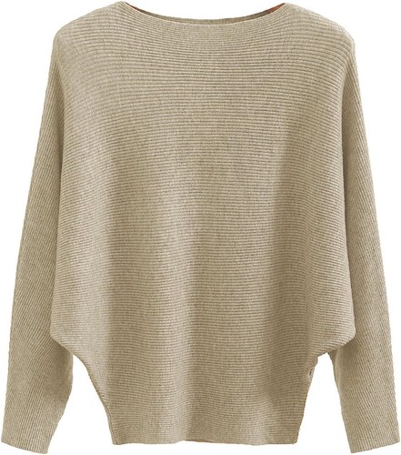 GABERLY Boat Neck Batwing Sleeves Dolman Knitted Sweaters and Pullovers Tops for