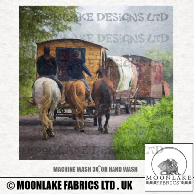 MOONLAKE DESIGNS Traveler Wagon To Appleby - Fabric Craft Panels in 100% Cotton or Polyester