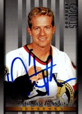 Damian Rhodes autographed Hockey Card (Ottawa Senators) 1997 Donruss Studio #71