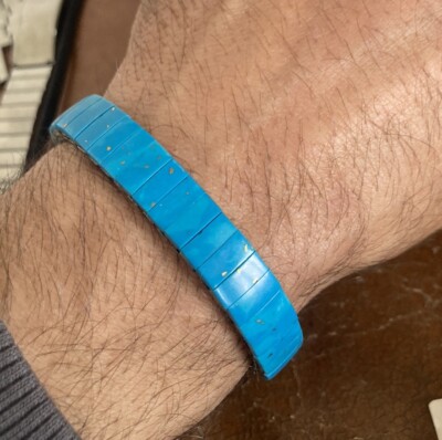 Bracelet Vintage Années 80 - Turquoise Et Acier - Style Navajo - Neuf Sans Emballage