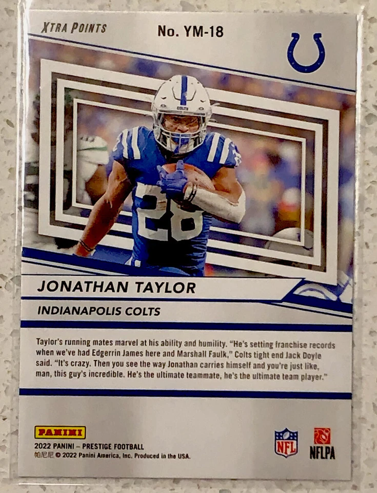 2022 Panini Prestige Jonathan Taylor Blue Foil Parallel SP /299 Colts - Image 2 of 2