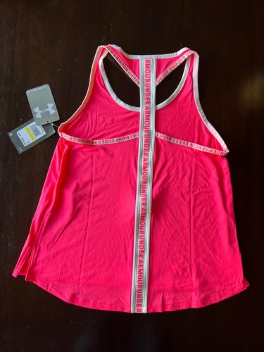 NWT NEW Under Armour Girls UA Knockout Tank Top Hot Pink Cerise Youth Sz M - Picture 4 of 4