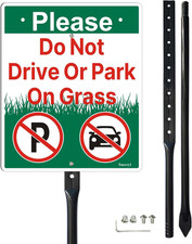 Please Do Not Drive or Park on Grass Sign with 35.4" Stake for Yard, 12  X 10  D