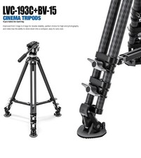 Leofoto LVC-193C BV-15 Dual-Tube Video Tripod with Fluid Head Set 75mm Bowl