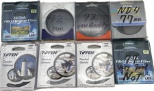Lot of 8 Camera Lens Filters 72mm 77mm - Hoya, Tiffen, Off brand