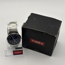 Timex T20031 Men's Easy Reader Day-Date Watch Blue Dial Silver Expansion Band