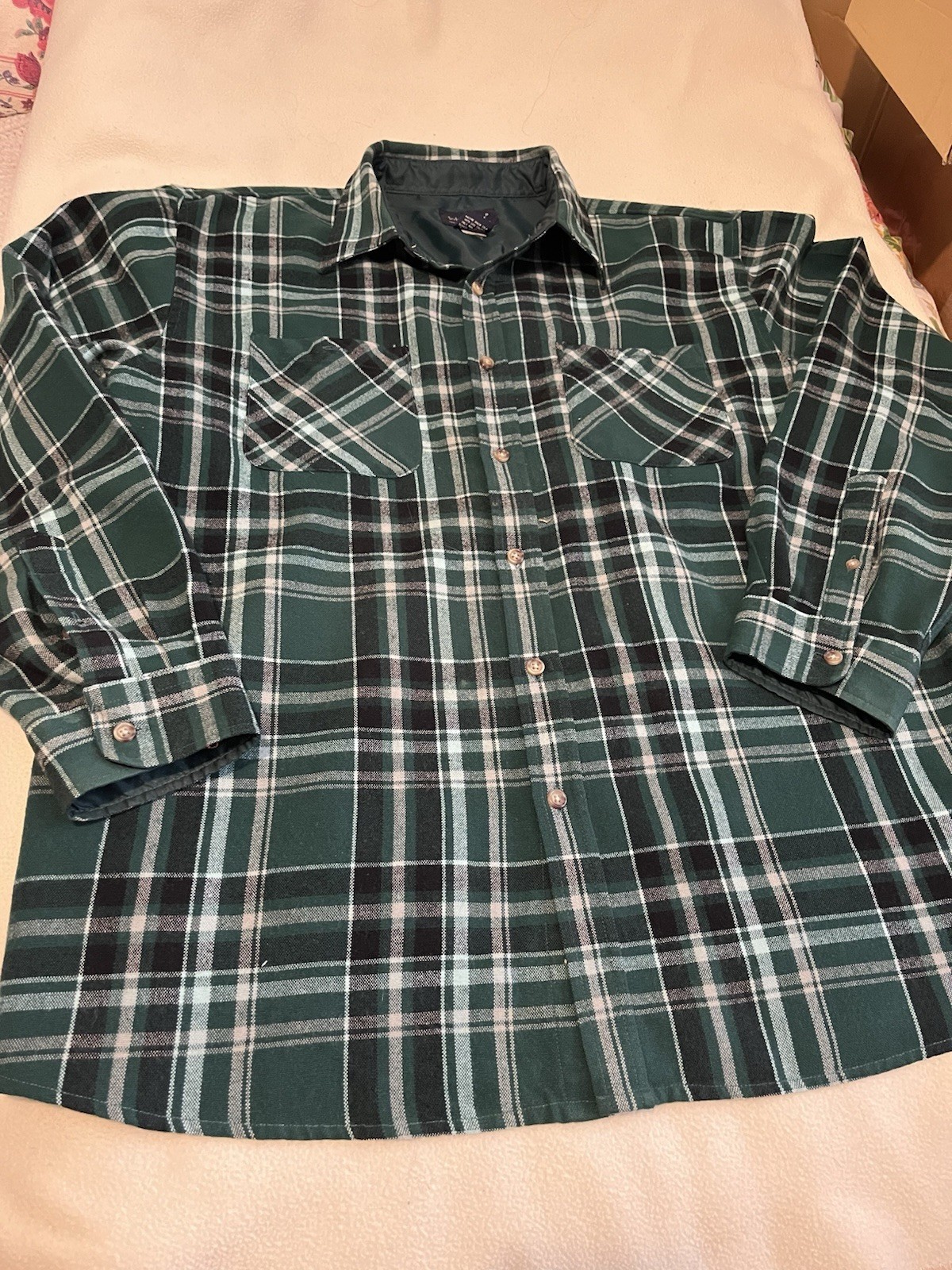 Vintage John Blair Shirt Men's L Acrylic Flannel Button Up Plaid Long Sleeve