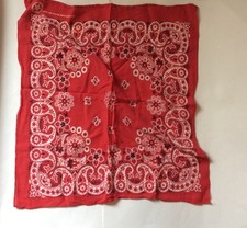 Vintage Red Cotton Paisley Bandana Made in USA