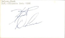 Kurt DeLuca Signed 3x5 Index Card Cut Mets Autograph Den