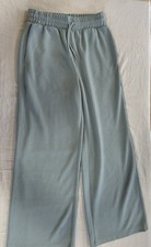 All In Motion Women's Gray Ribbed Wide-Leg Pants Elastic Waist Drawstring