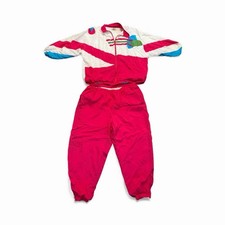 Vintage 80s CST SportNeon Pink Color Block Windbreaker Zip Jacket Track Suit 26W