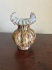 EUC Fenton Vasa Murrhina Autumn Vase Glass 1965 Silver Aventurine 7.5"