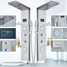 Colonna Pannello doccia idromassaggio LED con doccetta miscelatore acciaio inox