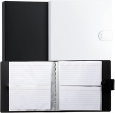 Geyee 2 Pcs 3 x 5 Inch Index Card Holder Binder Note 3 x 5 Inch, black, white