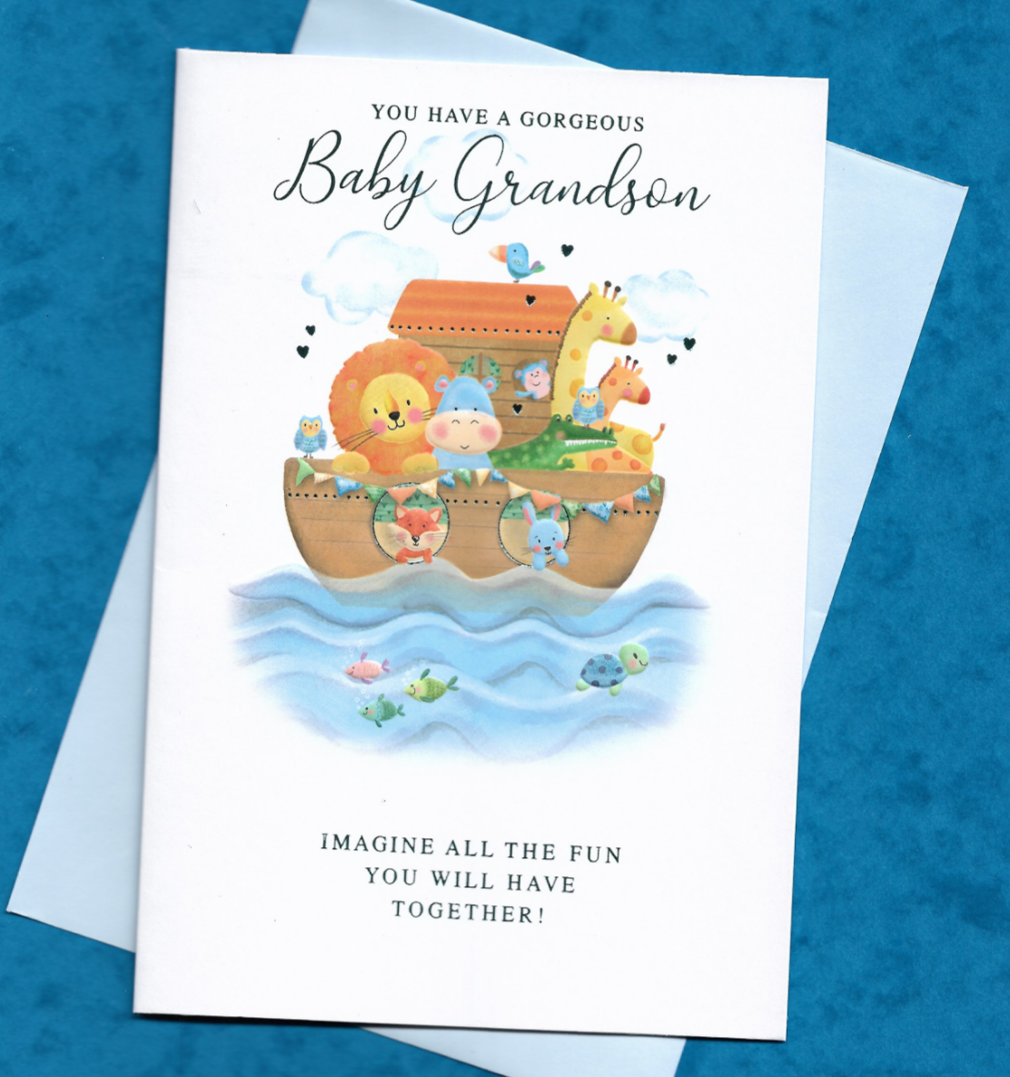 New Baby GRANDSON Card Arrival Birth Grandparents Congratulations Blue 19x13cm