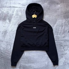 MSGM Milano Cropped Hoodie Black White Size S...