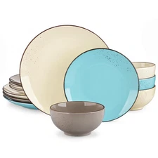 Navia Dinnerware Sets, Stoneware Plates and Bowls Sets, Dinner Salad Dessert ...