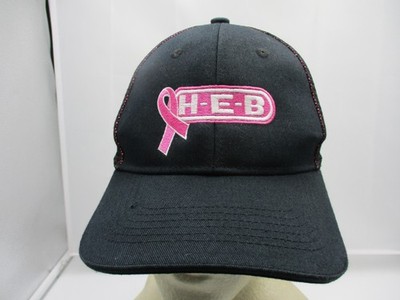 HEB H-E-B Breast Cancer Hat Cap Snap Back Womens Black Pink Breast Cancer