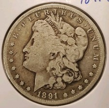 1891 CC Morgan Silver Dollar. Guaranteed Authentic Nice Coin. Carson City 