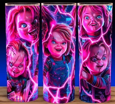 Chucky Child's Play Good Guys Collage Synthwave Cup Mug Tumbler 20oz