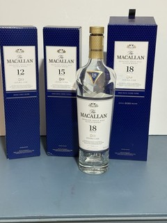 Macallan Scotch 12 15 and 18 (only) box with bottle