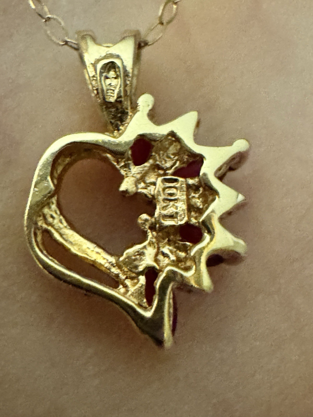 10K Solid Yellow Gold Heart Ruby Lady's Ladies Wo… - image 4