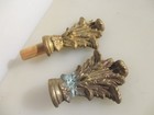 Victorian Brass Curtain Pole Rail Ends Antique Finials French Rococo Leaf Old