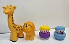 Vtg Fisher Price Circus Train Animals Giraffe Lion Clown Conductor Little People