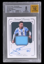 2018 National Treasures Jersey On Card Auto #1 Lionel Messi /20 BGS 8 Auto 10