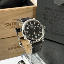 Shinola Runwell 41MM Black Dial Leather Strap 1069 Men's Quartz Watch