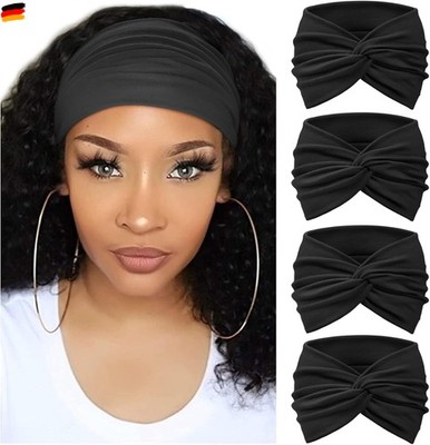 DRESHOW 4 Stück Damen Stirnband Elastische Weiche Stirnbänder Kopfband Haarband 