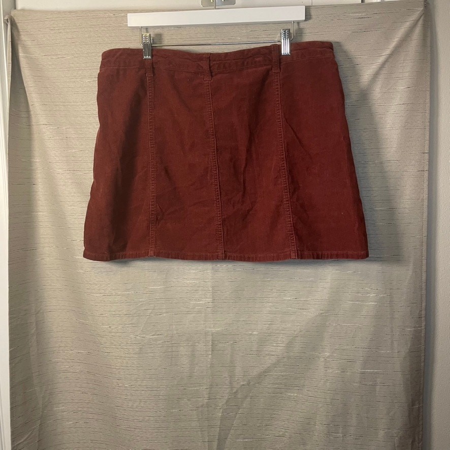 Mossimo Deep Rust Corderoy Snap Front Mini Skirt … - image 3