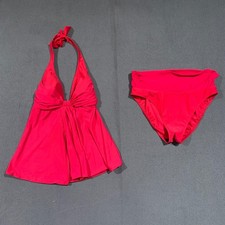 Gottex Pink Halter Tankini Swimsuit Set Women's Size 8 Ruched Top