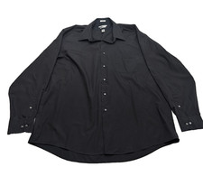 Van Heusen Men's Poplin Regular Fit Wrinkle Free Black Dress Shirt 17.5 34/35