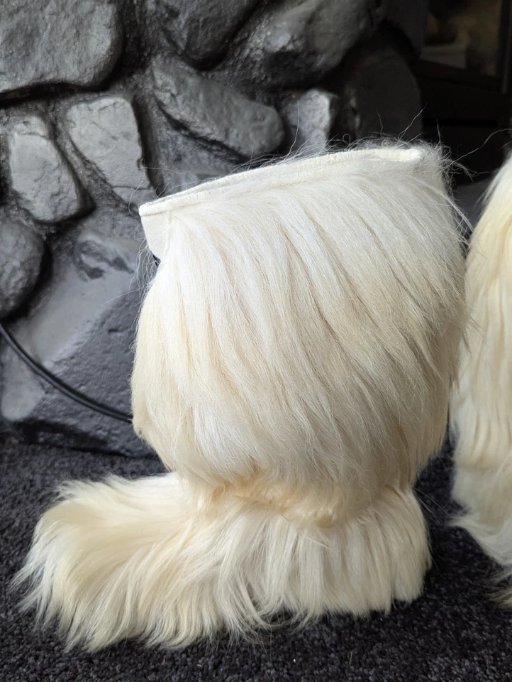 Vintage Tecnica Yaghi Women's Goat Fur Snow Boots Size 38 White Italy Apre Ski - Image 3 of 4