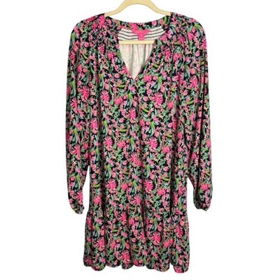 Lilly Pulitzer Dress Women's Medium Low Tide Garden Variety Lucee Long Sleeve