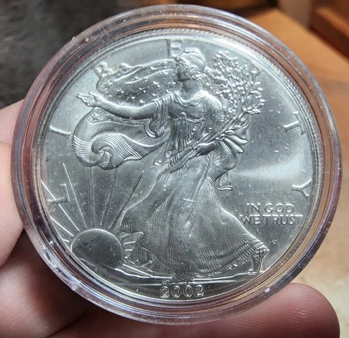 2002 DATED .999 FINE SILVER EAGLE WALKING LIBERTY DOLLAR BULLION ROUND COIN BU