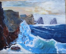 OLIO SU TELA MARINA DI CAPRI FIRMATO AVARESE