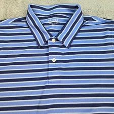 Brooks Brothers Polo Shirt Mens L Striped Performance Short Sleeve Blue Navy