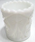 Vintage Kemple Glass Toothpick Holder White Milk Glass Yutec 2 1/8" Tall