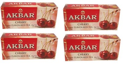 4 PACK AKBAR Premium Quality Tea CHERRY FLAVOURED TEA 80 t Bags US Seller Import