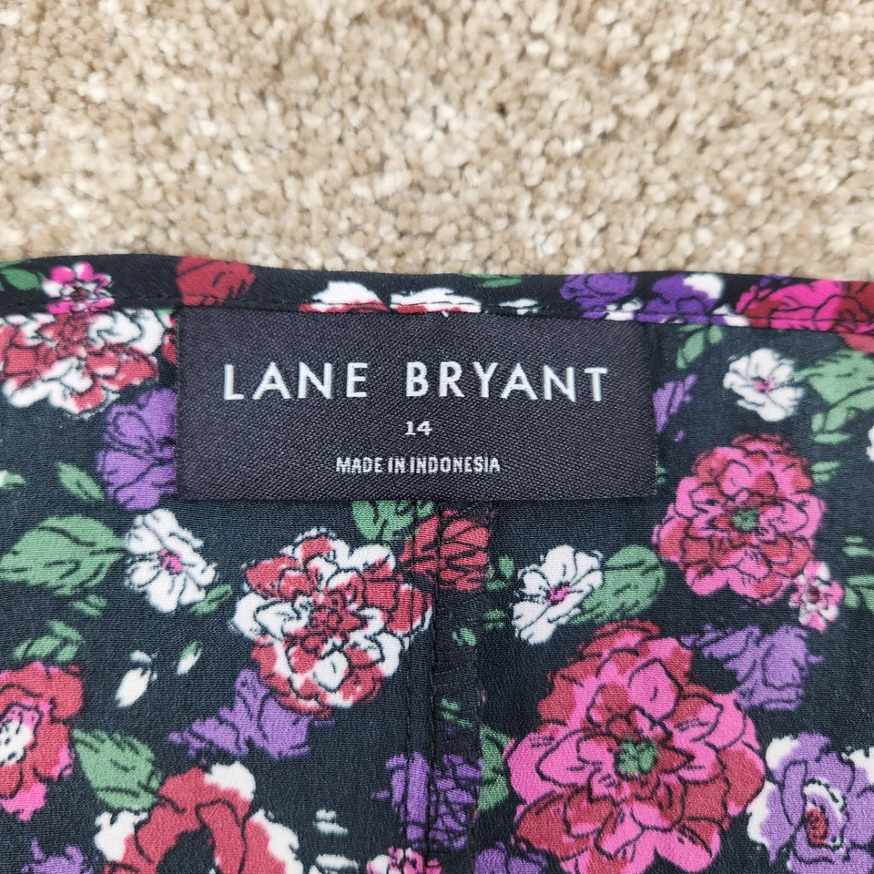 Blusa Lane Bryant feminina 14 roxa floral manga babado blusa - Imagem 3 de 4