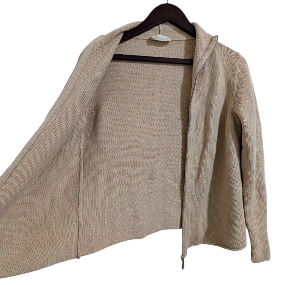 Кардиган S Max Mara Design for Easy Living из кашемировой смеси вязаный на молнии свитер желтовато-коричневый - Изображение 3 из 4
