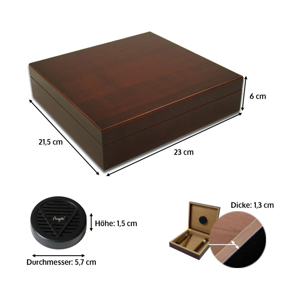 Humidor Set für 15 Zigarren | Kirschholz Dekor | Rosewood Finish - Bild 3 von 4