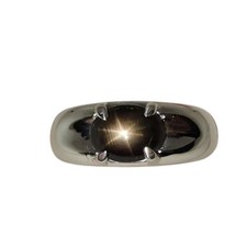 Anillo solitario de plata de ley 925 con zafiro estrella negra de 4 rayos para hombre para regalo