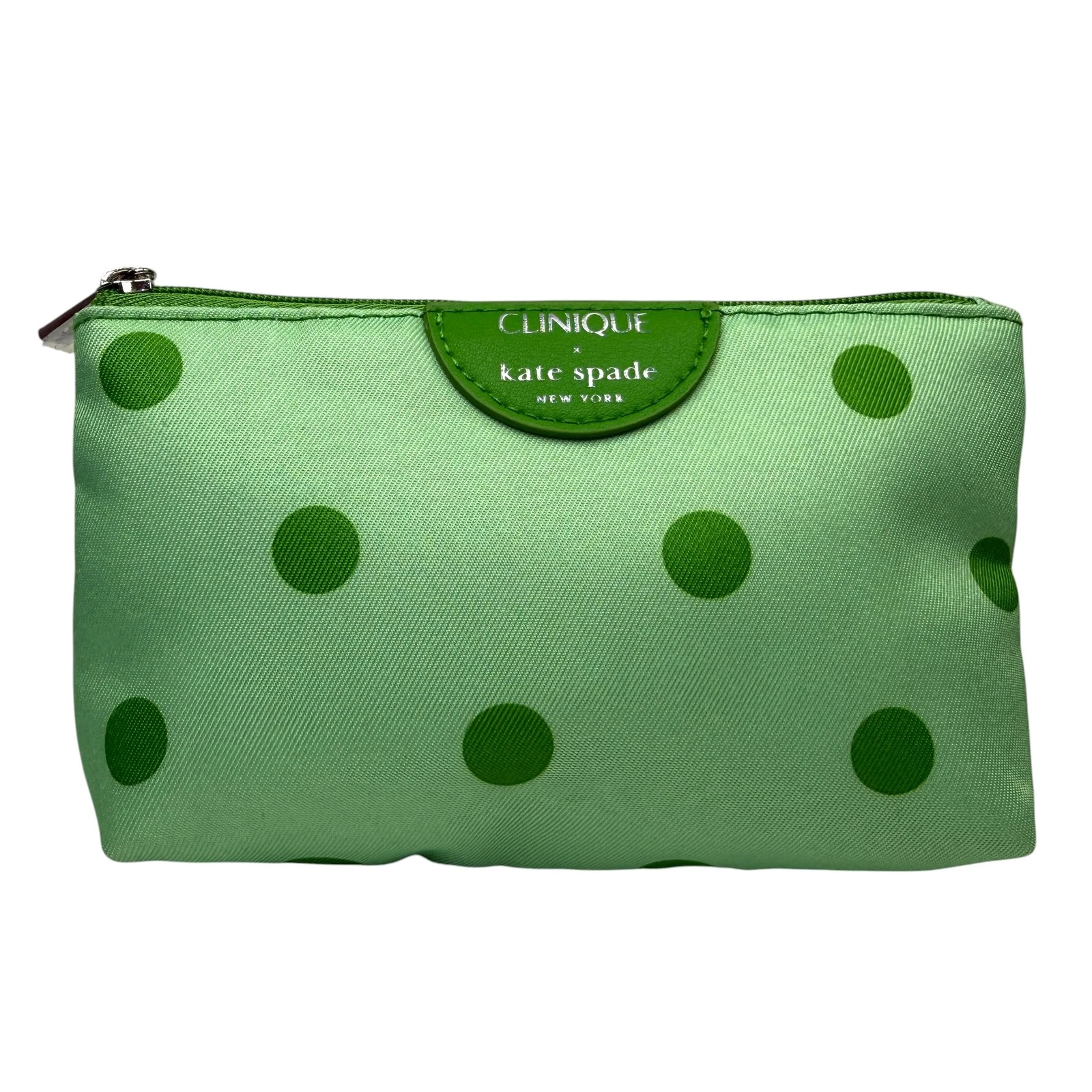 Clinique x Kate Spade New York Green Polka Dot Makeup Cosmetic Pouch Bag Travel
